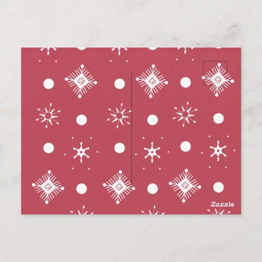 Eenvoudige Snowflake White Red-kerstfeest Briefkaart (Achterkant)