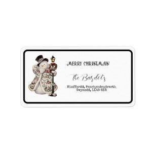 Eenvoudige Snowman Lamp Post Etiket