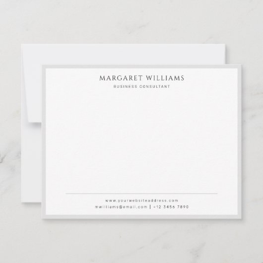 Eenvoudige Solid Grey Border Business Professional Notitiekaartje (Voorkant)