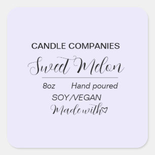 Eenvoudige Soy Vegan Candle Maker Business Vierkante Sticker