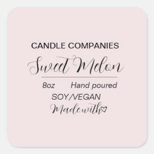 Eenvoudige Soy Vegan Candle Maker Business Vierkante Sticker