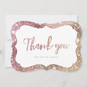 Eenvoudige sparkle roos gouden glitter dank u kaart