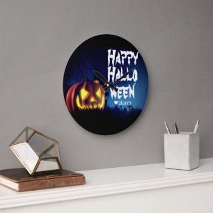 Eenvoudige spooky familie gelukkig Halloween pompo Grote Klok