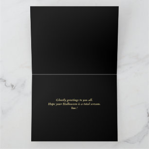 Eenvoudige spooky familie gelukkig Halloween pompo Kaart