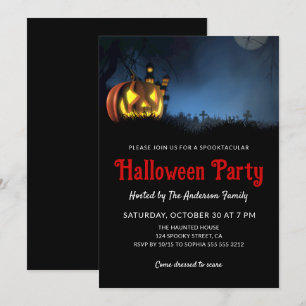 Eenvoudige Spooky Graveyard Halloween Party Kaart