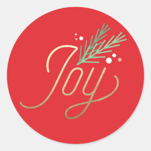 Eenvoudige Sprig Faux Folie kerstfeestdag Ronde Sticker