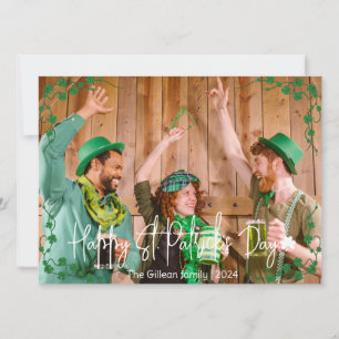 Eenvoudige St. Patrick's day Shamrocks familie fot Feestdagenkaart