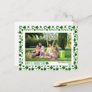 Eenvoudige St. Patrick's Day Shamrocks gezinsfoto Feestdagenkaart