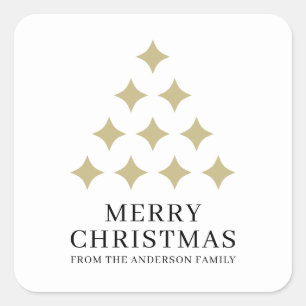 Eenvoudige ster boom wit Prettig kerstfeest Vierkante Sticker