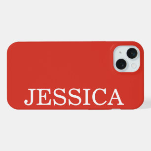 EENVOUDIGE STIJLVOLE AANGEPASTE NAAM MODERN ROOD iPhone 15 PLUS CASE