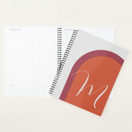 Eenvoudige stijlvolle boog met groot monogram Init Planner (Display)
