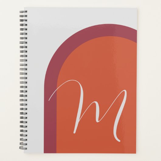 Eenvoudige stijlvolle boog met groot monogram Init Planner (Voorkant)