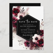 Eenvoudige stijlvolle Bourgogne bruiloft Save The Date (Voorkant / Achterkant)