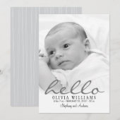 Eenvoudige, stijlvolle, moderne Hallo Baby geboort Aankondiging (Voorkant / Achterkant)