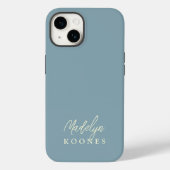 Eenvoudige stijlvolle moderne scriptnaam Dusty Blu Case-Mate iPhone Case (Achterkant)