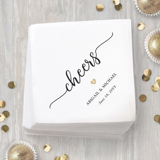 Eenvoudige Stijlvolle Script Cheers & Gold Heart W Servet