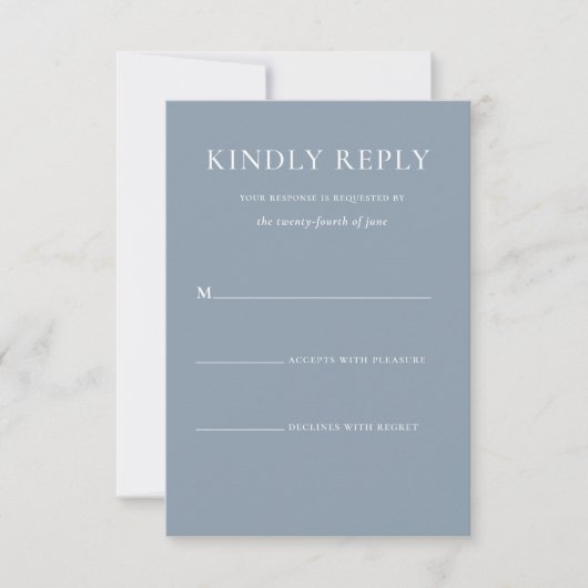 Eenvoudige Stijlvolle Stoffige Blauwe Monogram For RSVP Kaartje (Voorkant)