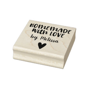Eenvoudige stijlvolle zelfgemaakte met liefde hout 	rubberstempel