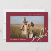 Eenvoudige Stippen Bourgondische vreugdevol script Feestdagenkaart (Voorkant)