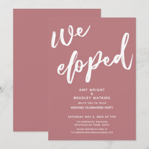 Eenvoudige Stof Rose We Eloped Trouwreceptie Kaart