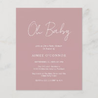 Eenvoudige Stof Roze Budget Baby Shower Uitnodigin