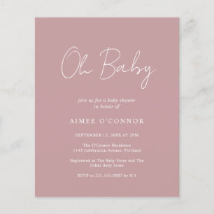 Eenvoudige Stof Roze Budget Baby Shower Uitnodigin