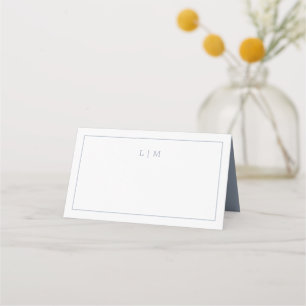 Eenvoudige Stofblauwe Monogram Elegante Trouw