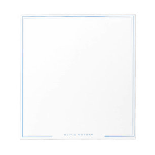 Eenvoudige Stofblauwe Rand Naam Briefpapier Notitieblok