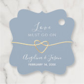 Eenvoudige Stofblauwe Trouw Bedankjes Labels (Achterkant)