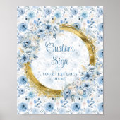 Eenvoudige stoffige blauw boho waterverf bloemen o poster (Voorkant)