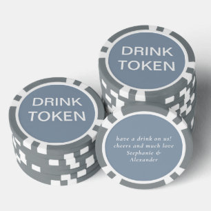 Eenvoudige stoffige blauwe Pas getrouwd bruiloft D Poker Chips