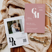 Eenvoudige stoffige roze moderne minimale bruiloft kaart
