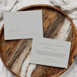 Eenvoudige stoffige zilveren blauwe bruiloft dank  bedankkaart