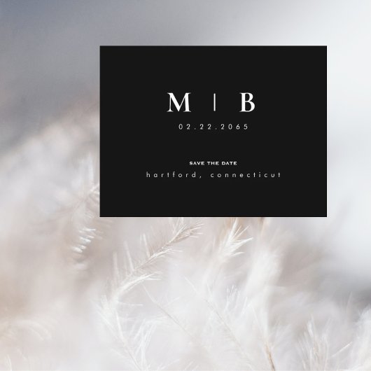 Eenvoudige & Strakke Monogram Trouw Save the Date  Aankondigingskaart