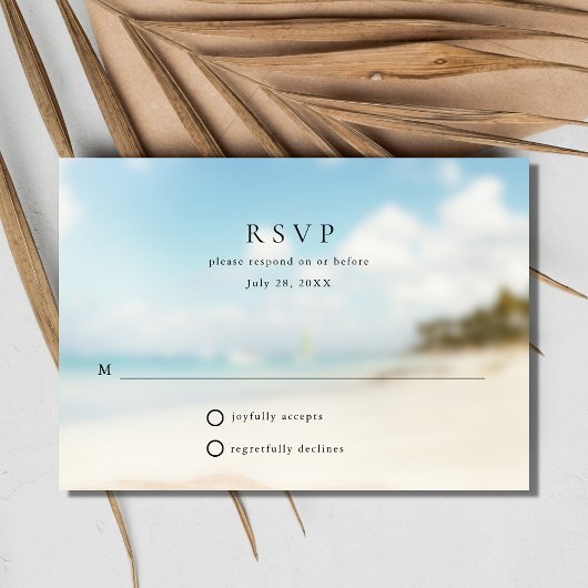 Eenvoudige strandhuwelijk RSVP kaartje