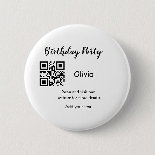 Eenvoudige streepjescode van de verjaardagswebsite ronde button 5,7 cm (Voorkant)