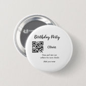 Eenvoudige streepjescode van de verjaardagswebsite ronde button 5,7 cm (Voorkant /achterkant)