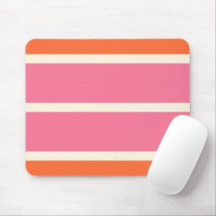 Eenvoudige strepen in roze, oranje en crème muismat
