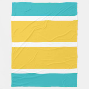 Eenvoudige strepen — Turquoise en geel Fleece Deken