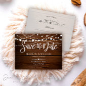 Eenvoudige String lampjes rustiek Save the Date Br Aankondigingskaart