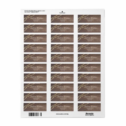 Eenvoudige String Lights en Rustic Wood  Etiket (Full Sheet)