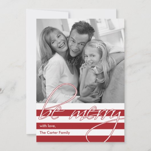 Eenvoudige Stripes Kerstmis en Vakantiefotokaarten Feestdagenkaart (Voorkant)