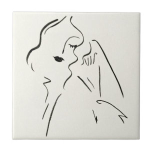 Eenvoudige studie - Schets van een dame Tegeltje