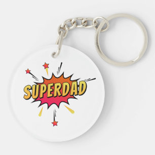 Eenvoudige Superdad Comic Retro Pop Art   Button S Sleutelhanger