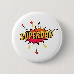Eenvoudige Superdad Comic Retro Pop Art Pin-Butt Ronde Button 5,7 Cm