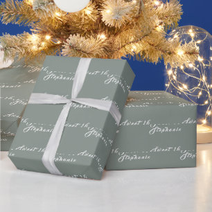 Eenvoudige Sweet 16 Naam Saliegroen Zestien Naam Cadeaupapier