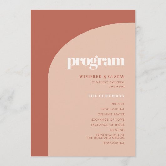 Eenvoudige taarterracotta bruiloft van de kerst programma (Voorkant)
