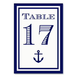 Eenvoudige tafelkaart met anker in marineblauw lij kaart
