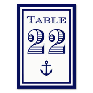 Eenvoudige tafelkaart met anker in marineblauw met kaart