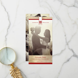 Eenvoudige Tall Double Happiness Chinese Weddenfot Bedankkaart